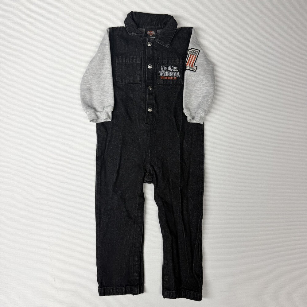 Harley-Davidson Coverall Boys 18-24 Months Black Denim One Piece Motorcycle